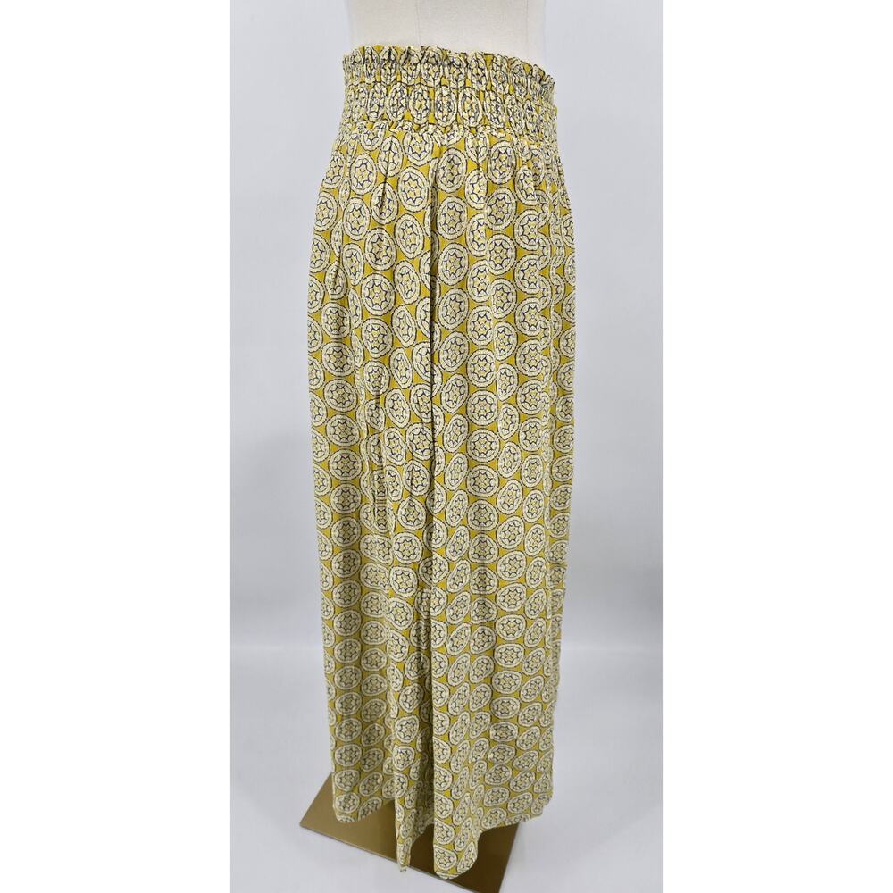 Mystree Mustard Medallion Print Button Front Skirt - image 2